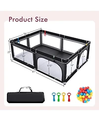 Costway Baby Playpen Extra-Large Safety Fence w/ Ocean Balls & Rings