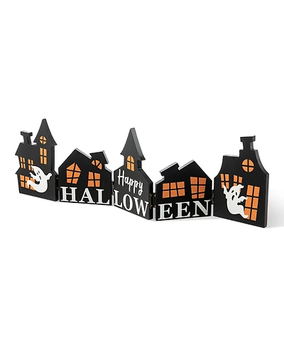 Glitzhome 24.75" L Halloween Wooden Hinged Haunted House Table Decor