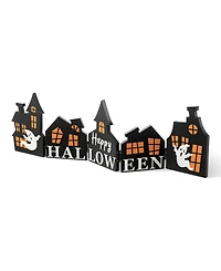 Glitzhome 24.75" L Halloween Wooden Hinged Haunted House Table Decor