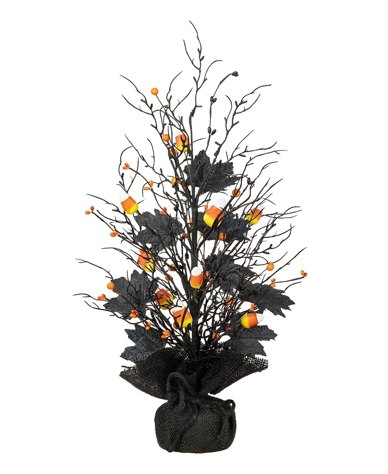 Glitzhome 21" H Lighted Halloween Candy Corn Berries Table Tree