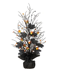 Glitzhome 21" H Lighted Halloween Candy Corn Berries Table Tree