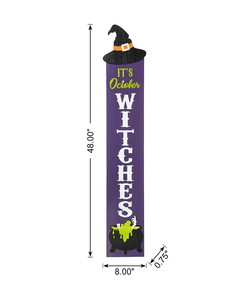 Glitzhome 48" H Halloween Wood Witch Hat Porch Decor
