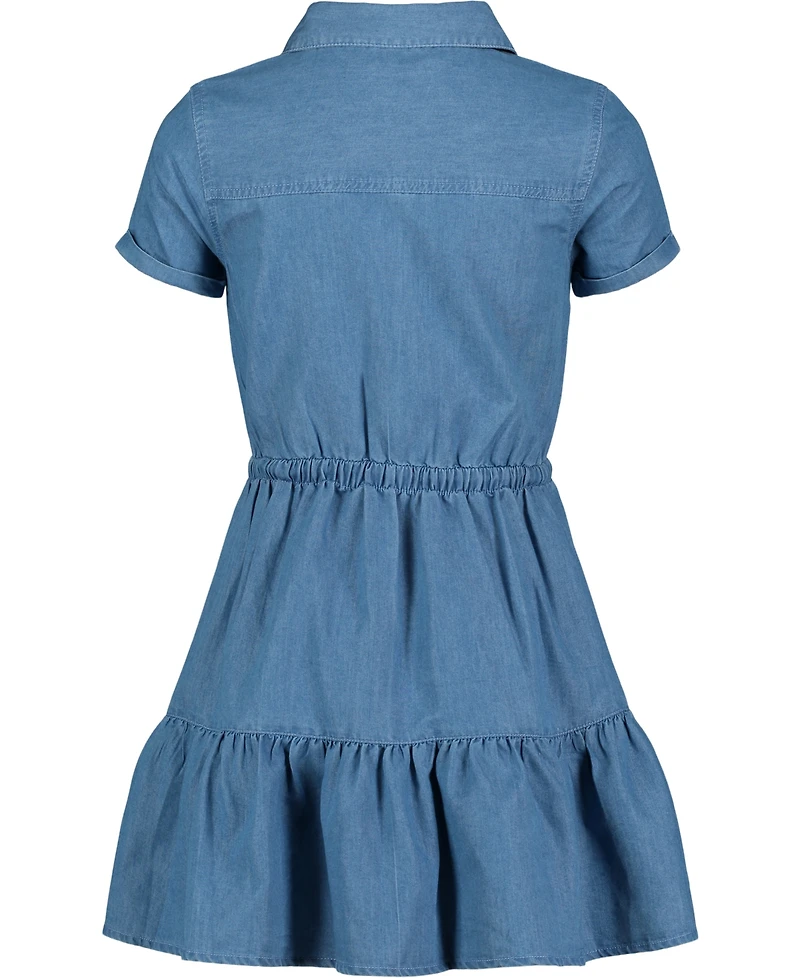 Tommy Hilfiger Toddler and Little Girls Lightweight Denim Ruffled Shirtdress