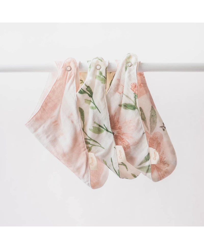 Crane Baby Baby Girls Parker Muslin Bibs, 3 Piece Set