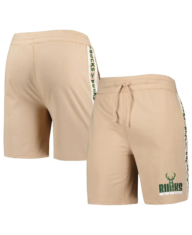 Men's Concepts Sport Tan Milwaukee Bucks Team Stripe Shorts