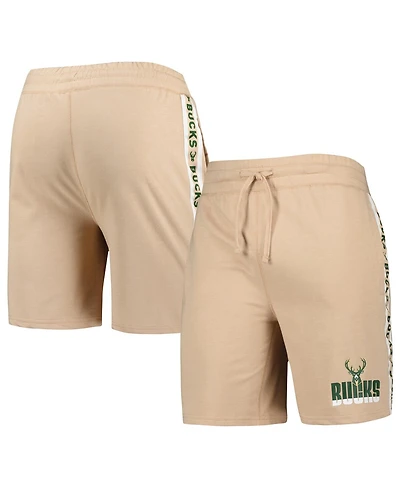 Men's Concepts Sport Tan Milwaukee Bucks Team Stripe Shorts