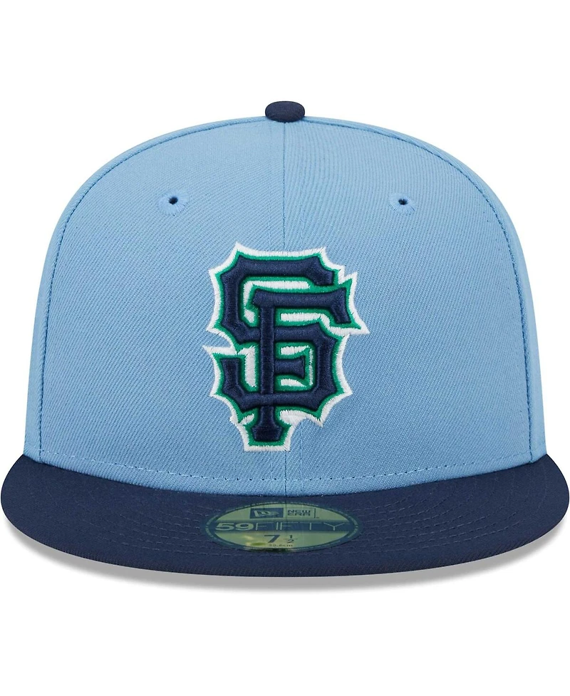 Men's New Era Light Blue, Navy San Francisco Giants Green Undervisor 59FIFTY Fitted Hat
