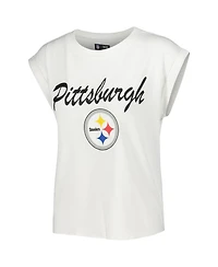Women's Concepts Sport White, Cream Pittsburgh Steelers Montana Knit T-shirt and Shorts Sleep Set