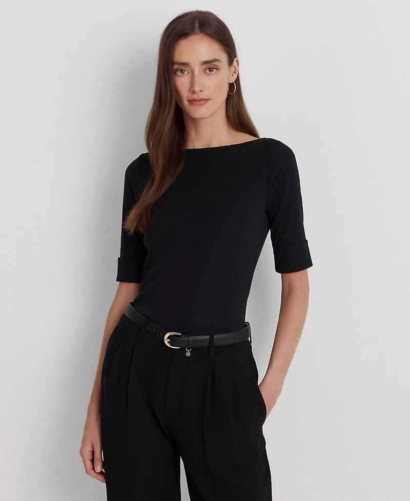 Lauren Ralph Petite Stretch Boatneck Top