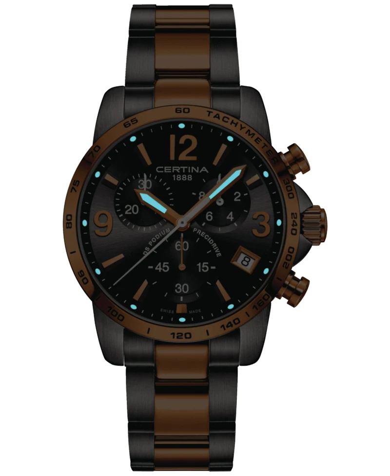Certina Men's Swiss Chronograph Ds Podium Two-Tone Stainless Steel Bracelet Watch 41mm
