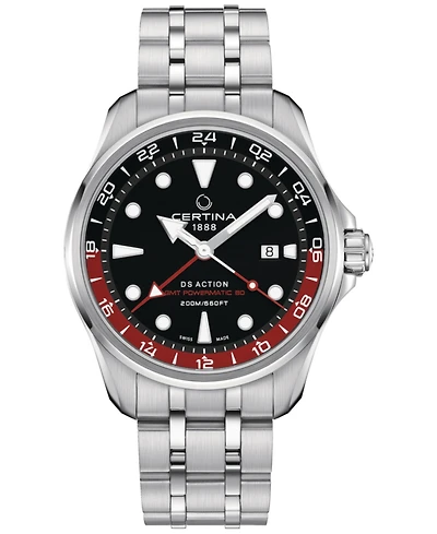 Certina Men's Swiss Automatic Ds Action Gmt Stainless Steel Bracelet Watch 43mm
