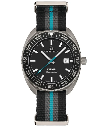 Certina Men's Swiss Automatic Ds-2 Striped Synthetic Strap Watch 41mm
