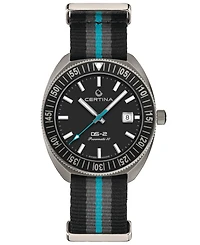 Certina Men's Swiss Automatic Ds-2 Striped Synthetic Strap Watch 41mm