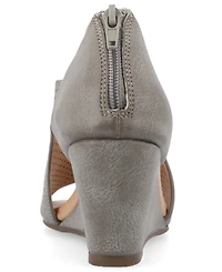 Journee Collection Women's Aretha Perforated Peep Toe Wedge Sandals