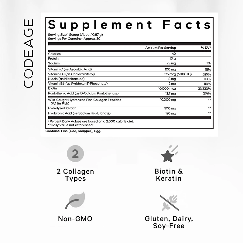 Codeage Marine Collagen Protein Powder Supplement Platinum