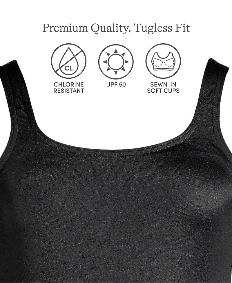 Lands' End Women's Plus Tugless Low Leg One Piece Swimsuit