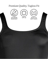 Lands' End Women's Plus Tugless Low Leg One Piece Swimsuit