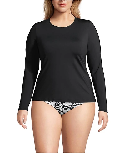 Lands' End Women's Plus SunShade Upf 50 Long Sleeve Relaxed Rash Guard