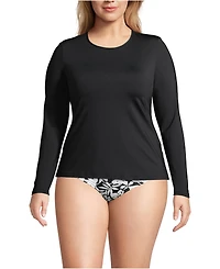 Lands' End Women's Plus SunShade Upf 50 Long Sleeve Relaxed Rash Guard