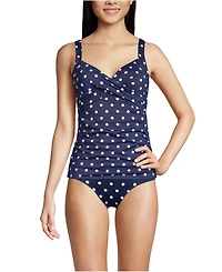 Lands' End Women's Tummy Control V-Neck Underwire Tankini Swimsuit Top Adjustable Straps