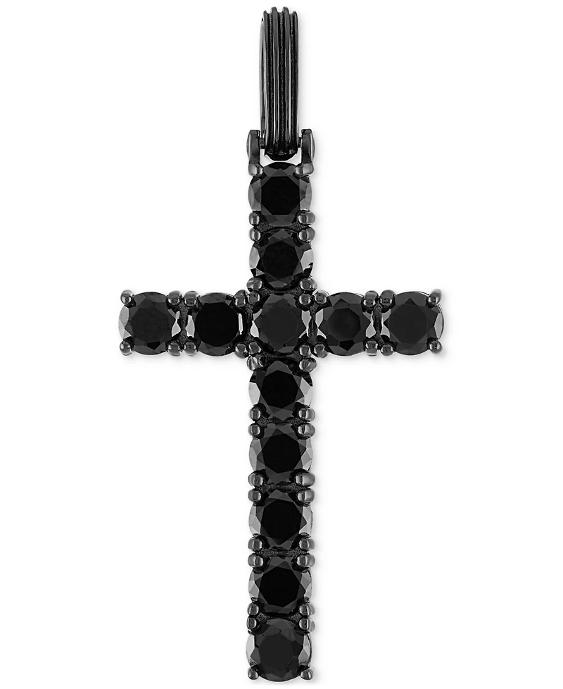 Esquire Men's Jewelry Black Cubic Zirconia Cross Pendant in Black Ruthenium-Plated Sterling Silver (Also in White Cubic Zirconia), Created for Macy's