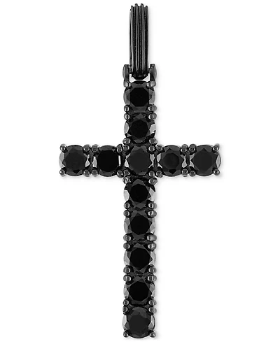 Esquire Men's Jewelry Black Cubic Zirconia Cross Pendant in Black Ruthenium-Plated Sterling Silver (Also in White Cubic Zirconia), Created for Macy's
