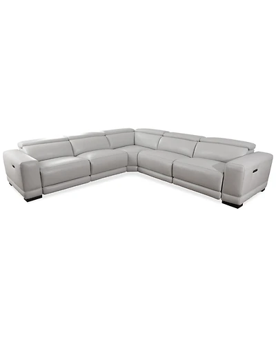 Closeout! Krofton 5-Pc. Beyond Leather Fabric Sectional with 3 Power Motion Recliners, Created for Macy's