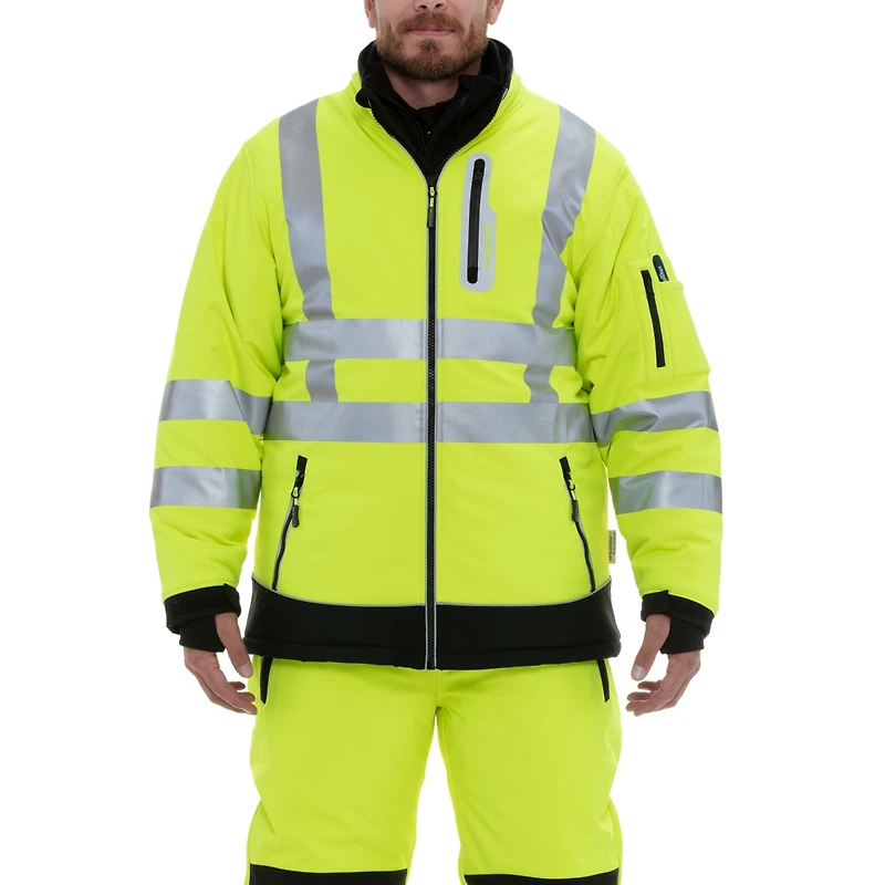 RefrigiWear Men's Insulated HiVis Extreme Softshell Jacket with Reflective Tape