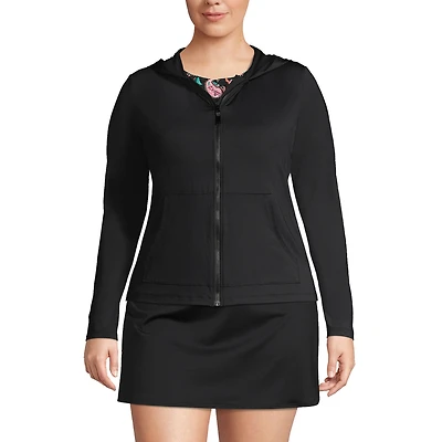 Lands' End Plus SunShade Upf 50 Long Sleeve Hooded Full Zip Rash Guard