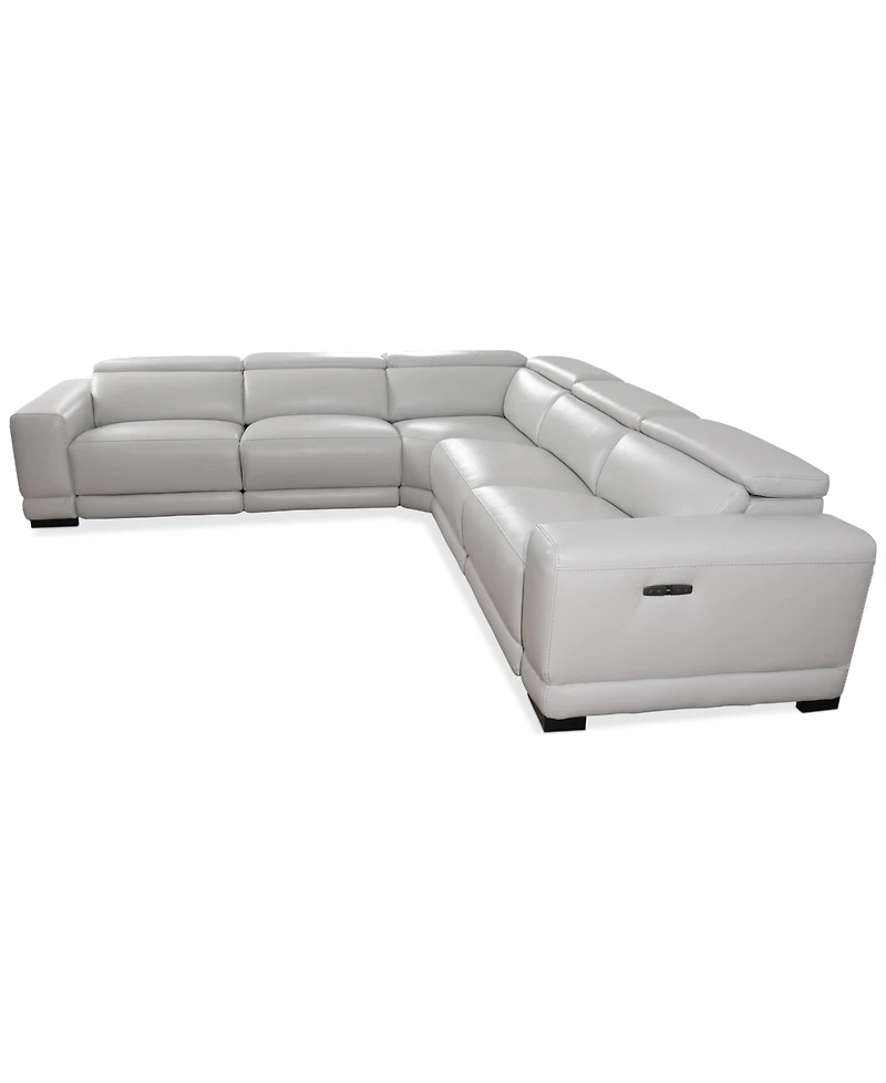 Closeout! Krofton 5-Pc. Beyond Leather Fabric Sectional with 3 Power Motion Recliners, Created for Macy's