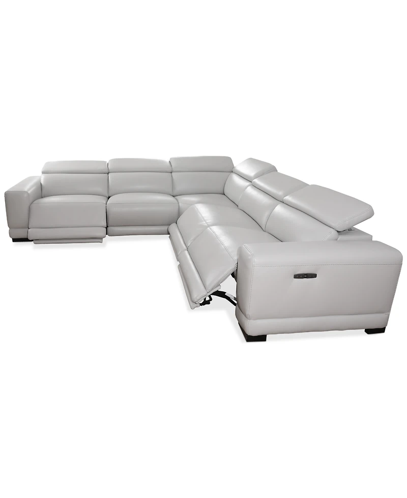 Closeout! Krofton 5-Pc. Beyond Leather Fabric Sectional with 3 Power Motion Recliners, Created for Macy's
