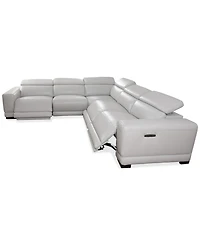 Closeout! Krofton 5-Pc. Beyond Leather Fabric Sectional with 3 Power Motion Recliners, Created for Macy's