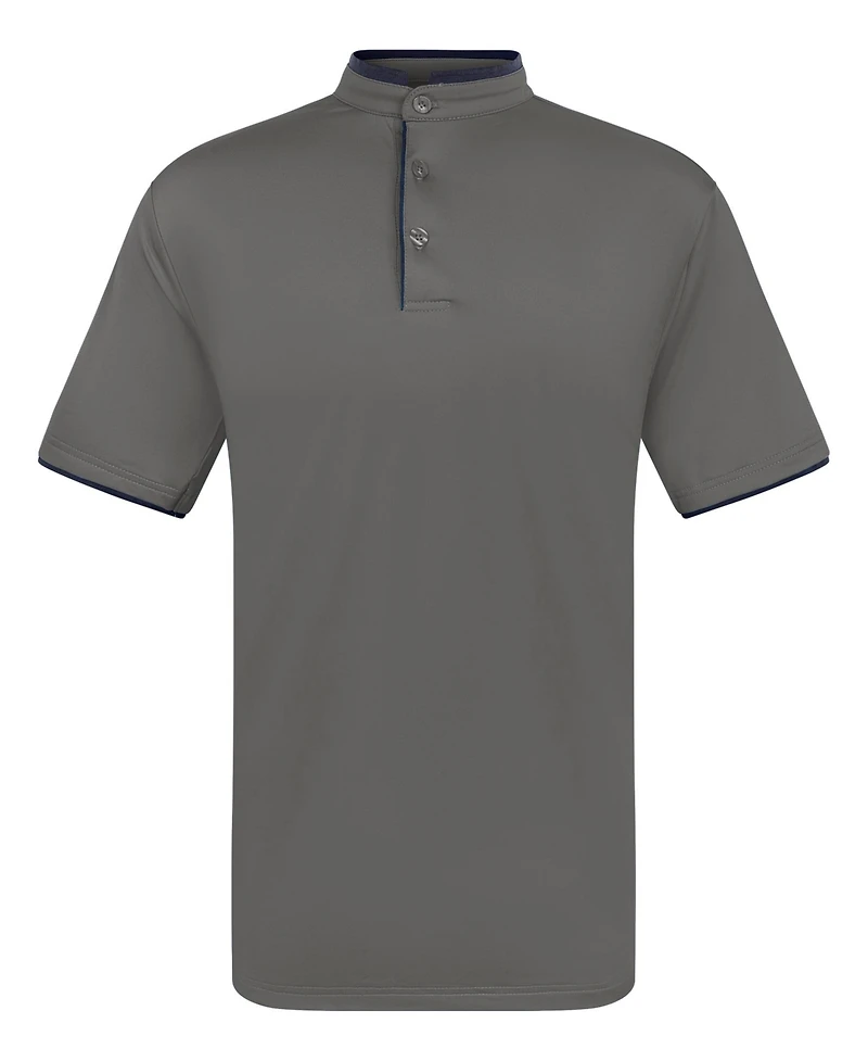 Men's Short Sleeve Henley Polo Shirt with Contrast-Trim