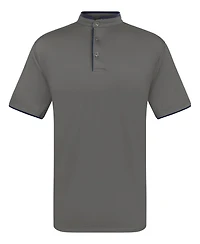 Men's Short Sleeve Henley Polo Shirt with Contrast-Trim