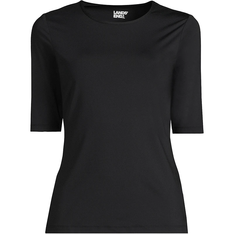 Lands' End Women's Plus SunShade Upf 50 Elbow Sleeve Relaxed Rash Guard