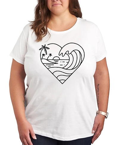 Hybrid Apparel Trendy Plus Size Beachy Heart Graphic T-Shirt