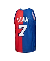 Men's Mitchell & Ness Lamar Odom Royal, Red La Clippers Hardwood Classics 2000-01 Split Swingman Jersey