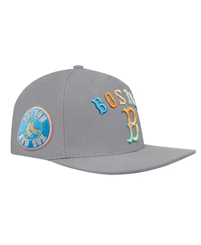 Men's Pro Standard Gray Boston Red Sox Washed Neon Snapback Hat