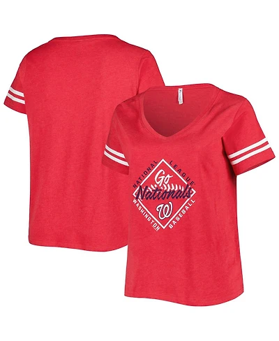 Women's Soft As A Grape Red Washington Nationals Plus Size V-Neck Jersey T-shirt