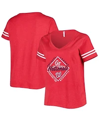Women's Soft As A Grape Red Washington Nationals Plus Size V-Neck Jersey T-shirt