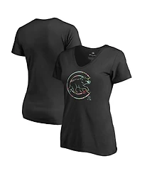 Women's Fanatics Black Chicago Cubs Lovely V-Neck T-shirt