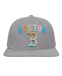 Men's Pro Standard Gray Boston Red Sox Washed Neon Snapback Hat