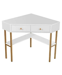 Costway Corner Computer Desk Writing Workstation Study Desk w/ 2 Drawers