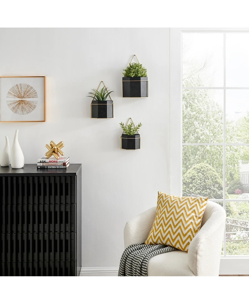 Danya B Modern Geometric Metal 3-Piece Wall Planters Set