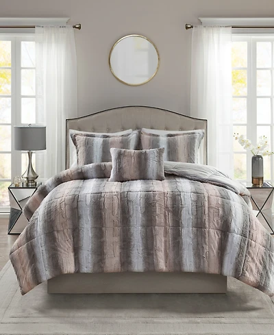 Madison Park Zuri Faux-Fur 4-Pc. Comforter Set, Full/Queen
