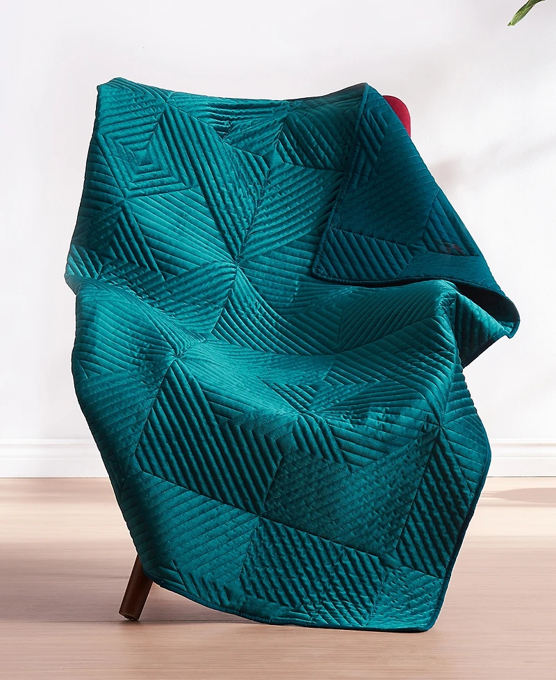 Greenland Home Fashions Riviera Velvet Finely Stitched Quilted Throw, 50"x60"