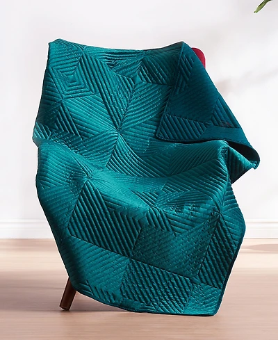 Greenland Home Fashions Riviera Velvet Finely Stitched Quilted Throw, 50"x60"
