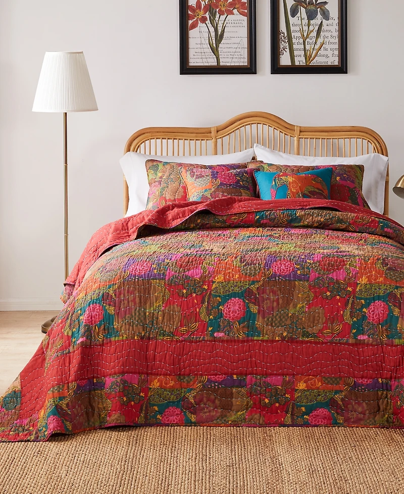 Greenland Home Fashions Jewel Kantha Quilted 3 Piece Bedspread Set, King/California King