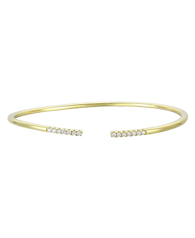 14K Gold Plated Round Cubic Zirconia Cuff Bracelet