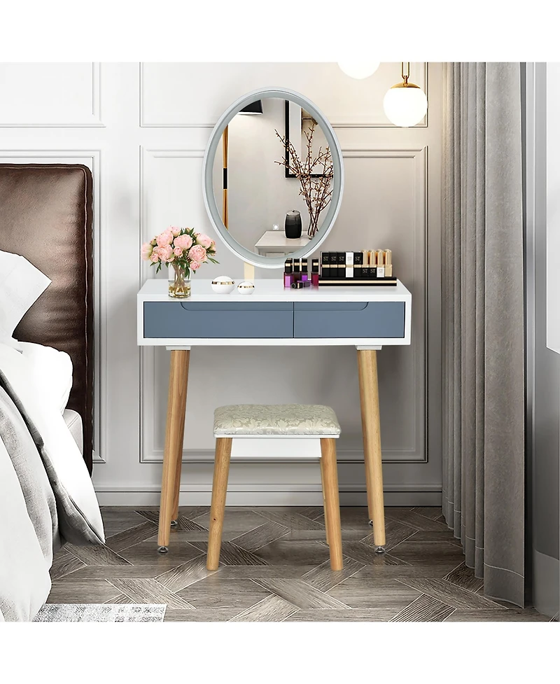 Costway Vanity Makeup Table Touch Screen Dressing Stool Set